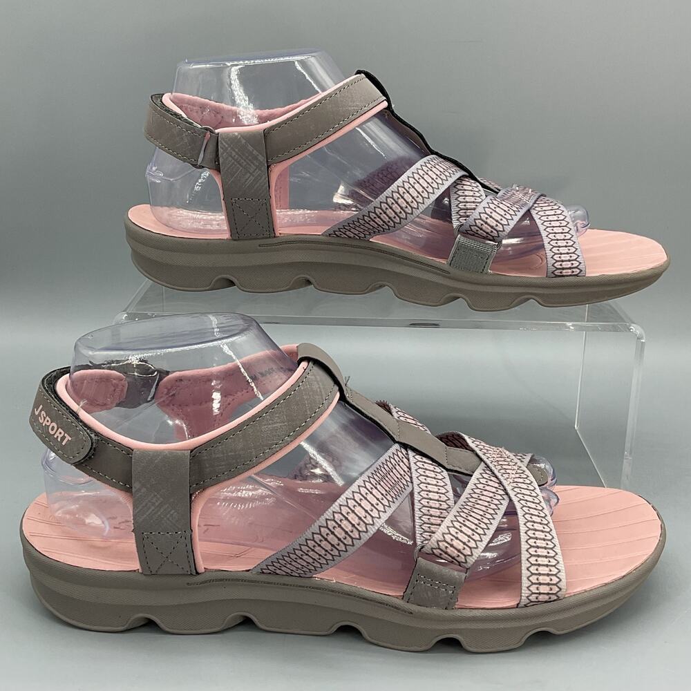 NEW Jsport Women’s Kaia Walking Sandals Grey/Pink Size 8